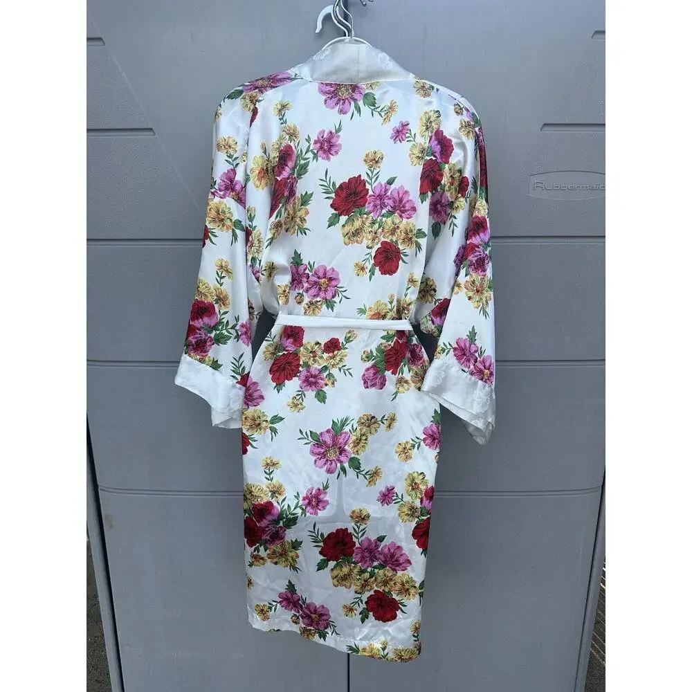 Vintage Victoria's Secret Gold Label Robe Satin Floral Kimono One size 90’s Y2K